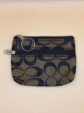 Trendy Double Zipper Cloth Pouch With Keyring